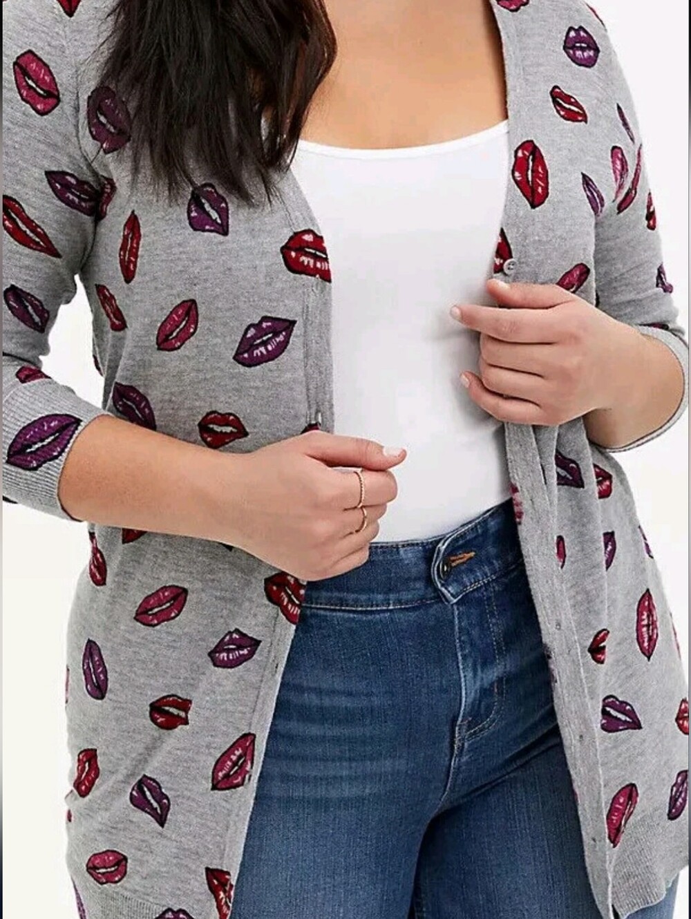 Torrid Open Front Lips Cardigan 00 M/L